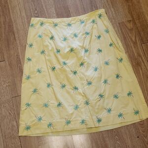 Talbots embroidered palm tree a-line summer skirt